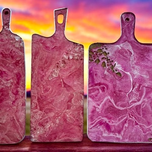 Roze geode kaasplankje epoxyhars, handgemaakte charcuteriedisplay, 3 maten
