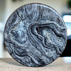 XL Black Geode design Lazy Susan, Hand poured Epoxy Resin, housewarming gift, functional art, dinner and hosting