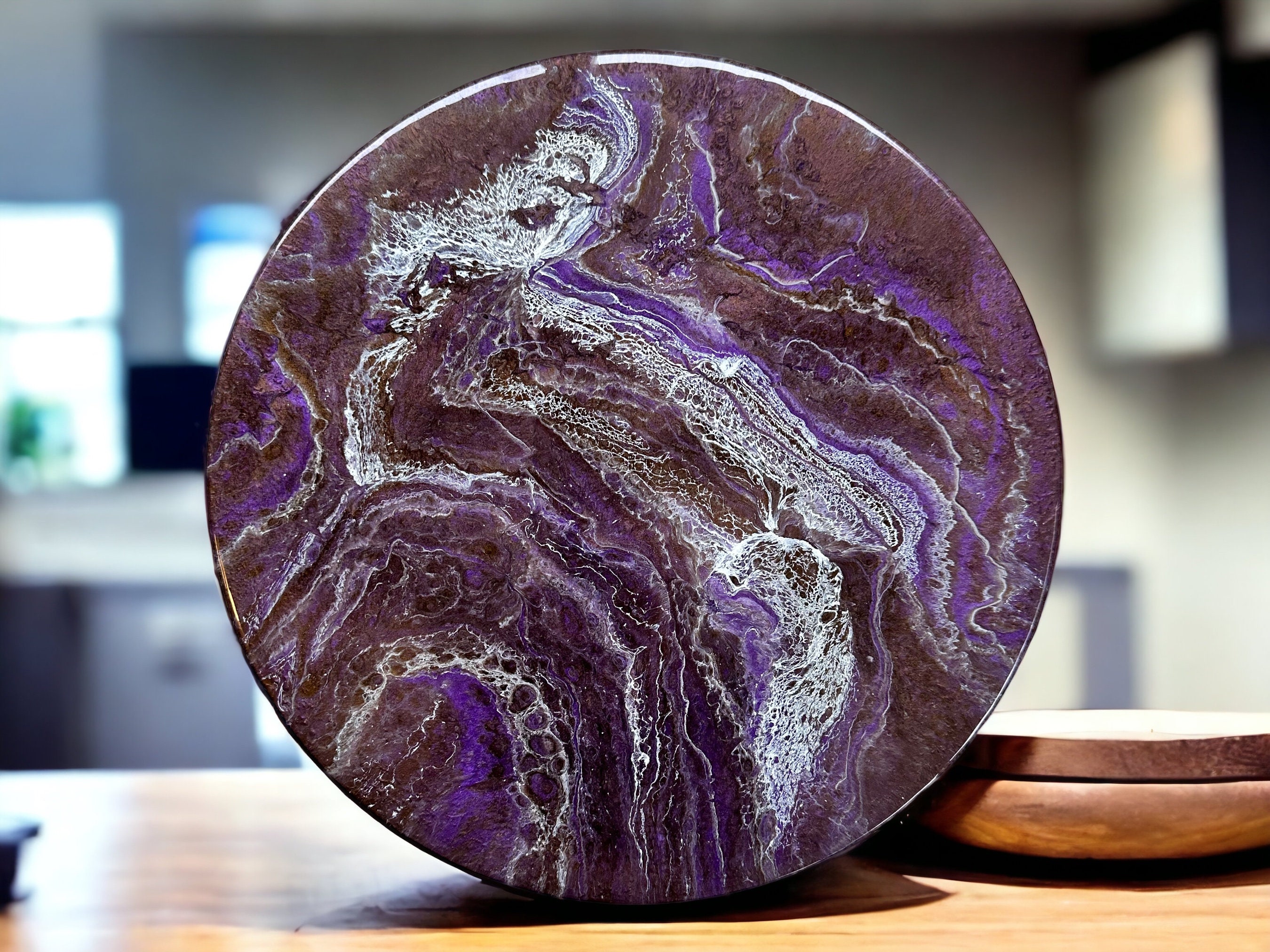 Purple and Brown Geode Lazy Susan, Hand Poured Food Safe Epoxy Resin on  Bamboo, Geode Art, Geode Epoxy Resin, Housewarming Gift, Resin Art. 