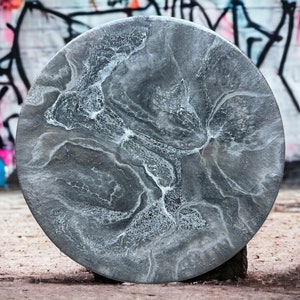 XL Silver and Grey Geode Lazy Susan, Hand poured food safe Epoxy Resin on acacia wood, Geode Art, Geode Epoxy Resin, Housewarming Gift.