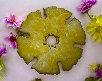 Yellow 6 Wine glass holder, handmade with epoxy resin, geode inspired design, wine accessory, wine lover gift, housewarming gift