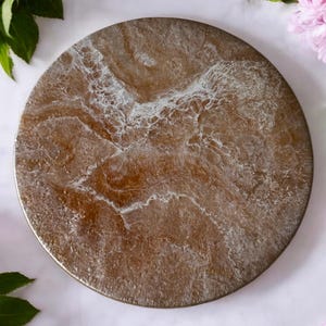 XL Cream Geode Lazy Susan, Hand poured food safe Epoxy Resin on acacia wood, Geode Art, Geode Epoxy Resin, Housewarming Gift.