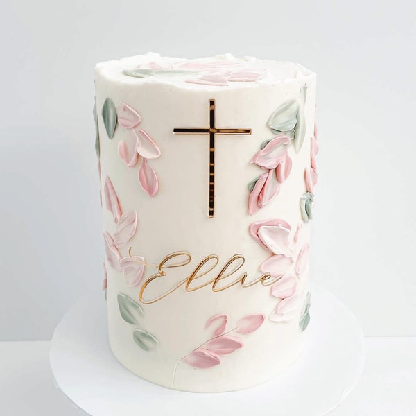 Dainty Single Layer Acrylic Name Cake Charm + Cross Charm