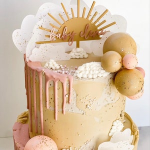 Personalized Half Sun Ray Acrylic Cake Topper