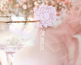 Original Bloom Drink Charm For Your Pretty Parties | Acrylic Charm | Bridal Shower | Birthday | Baby Shower| (Pack of 6)