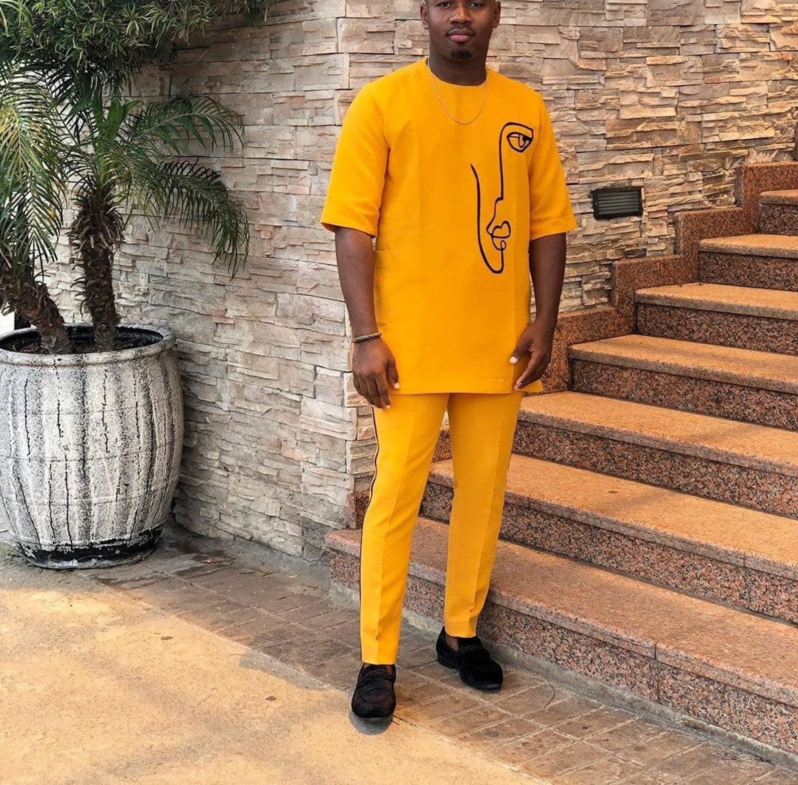 African Men's Shirt Embroidered African clothing Etsy