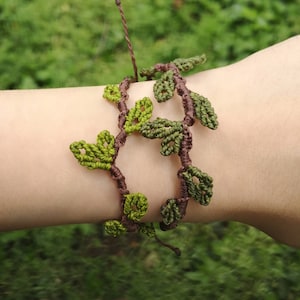 Leafy Macrame Bracelet, Forest magical fairy macrame