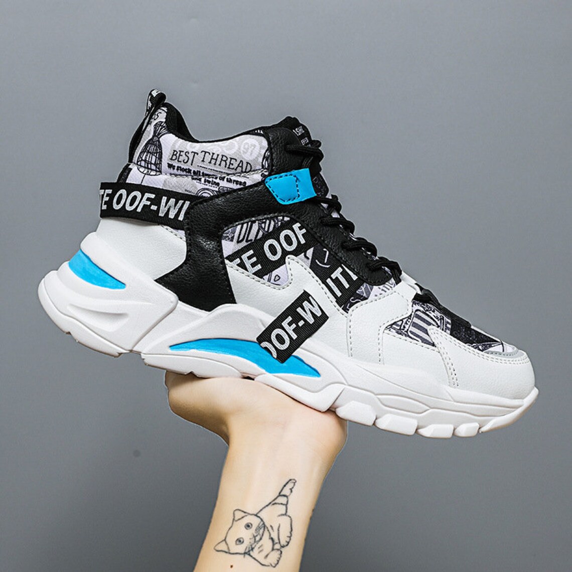 Mens High Top Streetwear Sneakers Chunky Sneakers Etsy