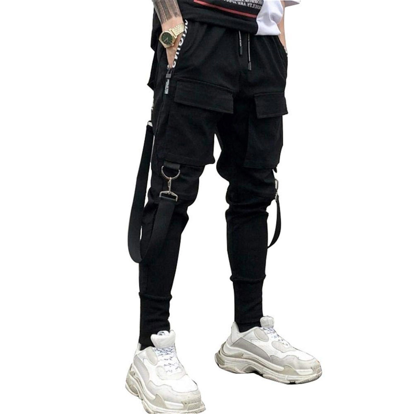 Cyberpunk Techwear Pants with Straps Men Streetwear Black Hip | Etsy
