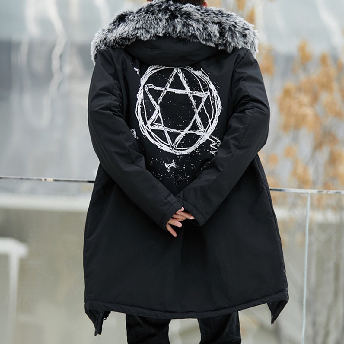 Gothic Techwear Men's Printed Japanese Streetwear Long | Etsy