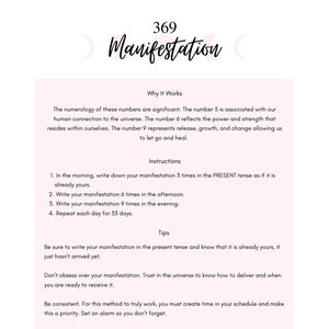 369 Manifestation Method Printable PDF