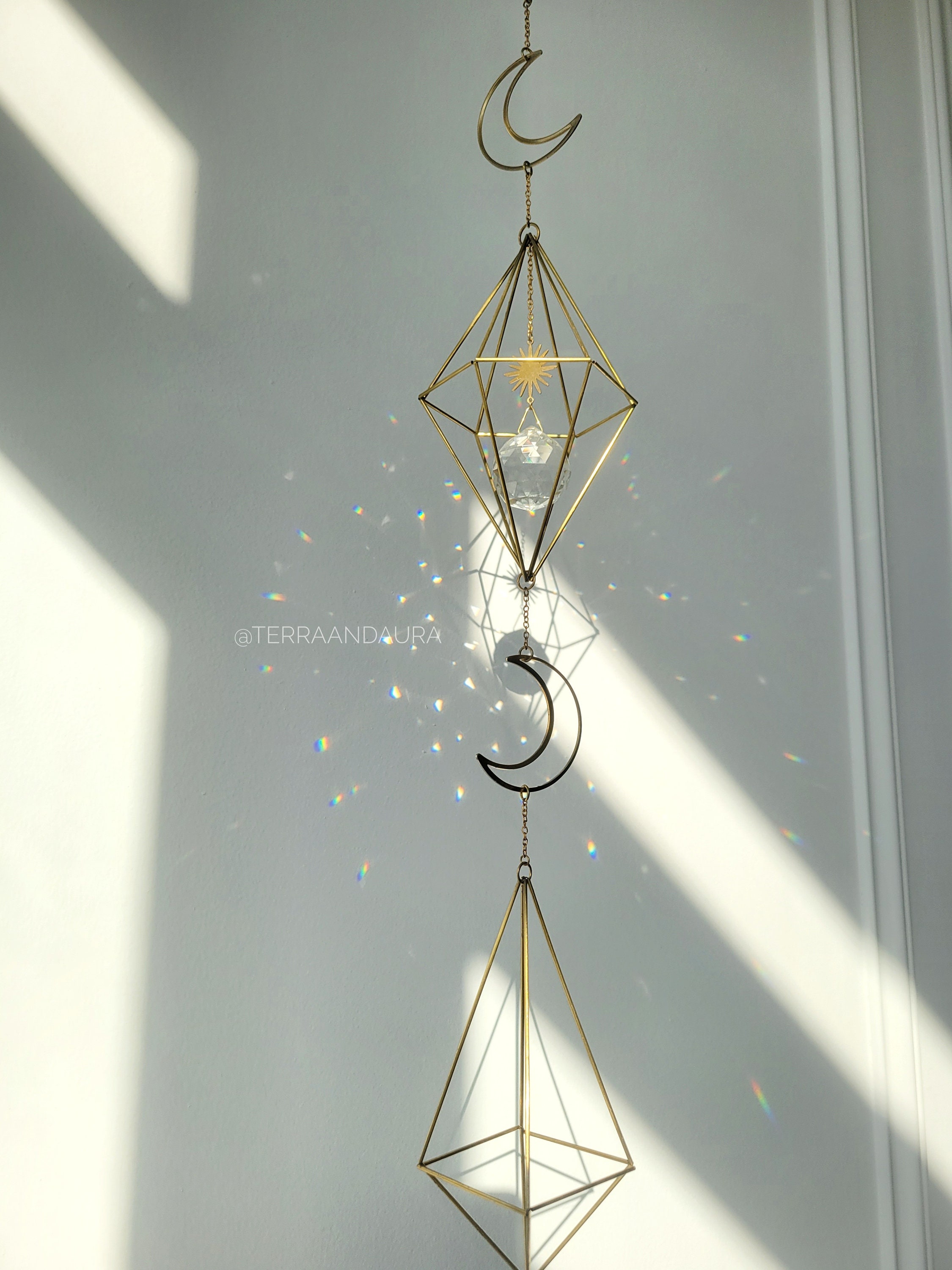 Triple Himmeli Crystal Suncatcher Mobile Sun Moon Clear Etsy