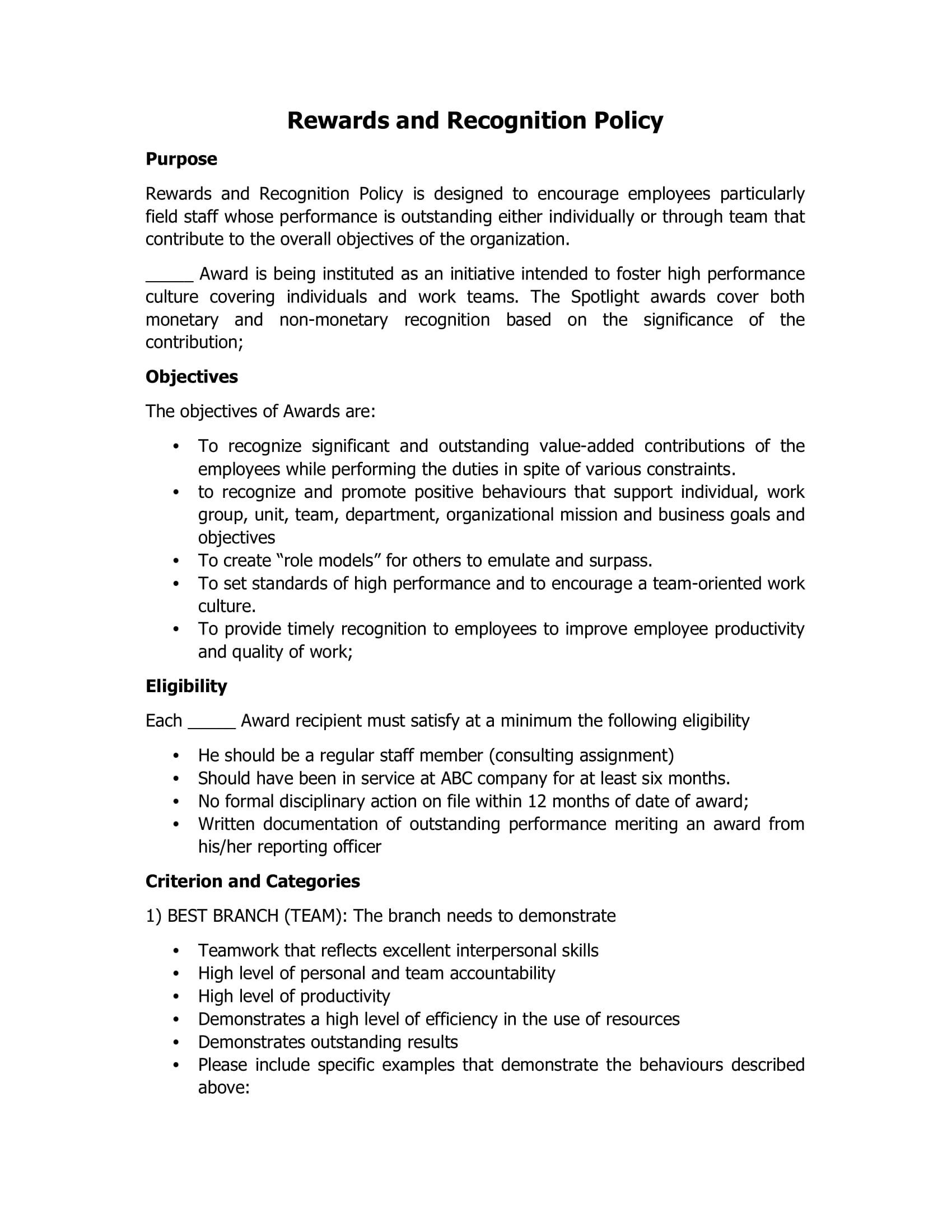 Short Service Employee Policy Template Short Service Employee Policy Template
