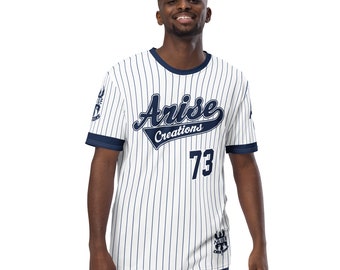 Arise Creations Pinstripes Athletic Unisex Sports Jersey Navy/White