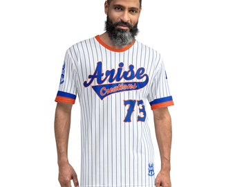 Arise Creations Pinstripes Athletic Unisex Sports Jersey Royal/Orange