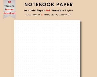 Dot Grid Paper: Printable Notebook Paper, A4 A5 Letter Size (PDF)