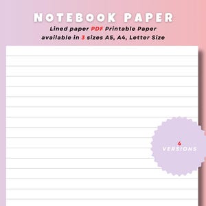Download digitale di carta per quaderni - Carta per la scuola - Carta a righe PDF stampabile - Carta a righe A5, A4, formato lettera, PDF, pagine per planner