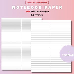 Download digitale di carta per quaderni, carta per la scuola, carta a righe PDF stampabile, carta per quaderni a righe, quaderno stampabile formato 8,5*11.
