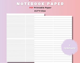 Lined Notebook Paper, Idea Diary, Writing Template (PDF Download)