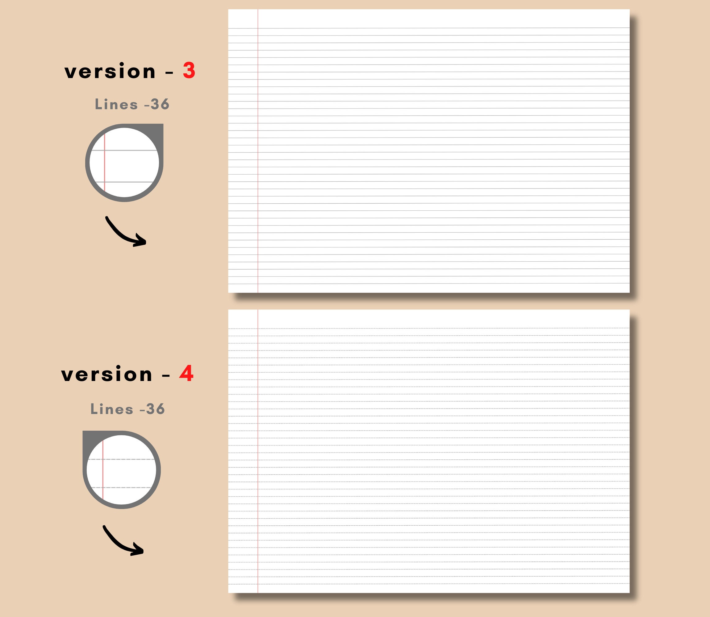 Horizontal Notebook Paper Digital Download, School Paper, Lined Paper ...