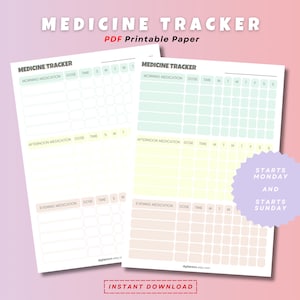 Medikations-Tracker, druckbare einfache Medizintabelle, wöchentliches Medikationslog, Ergänzungs-Tracker, druckbares Medikament-Tracker, Wellness-Tracker