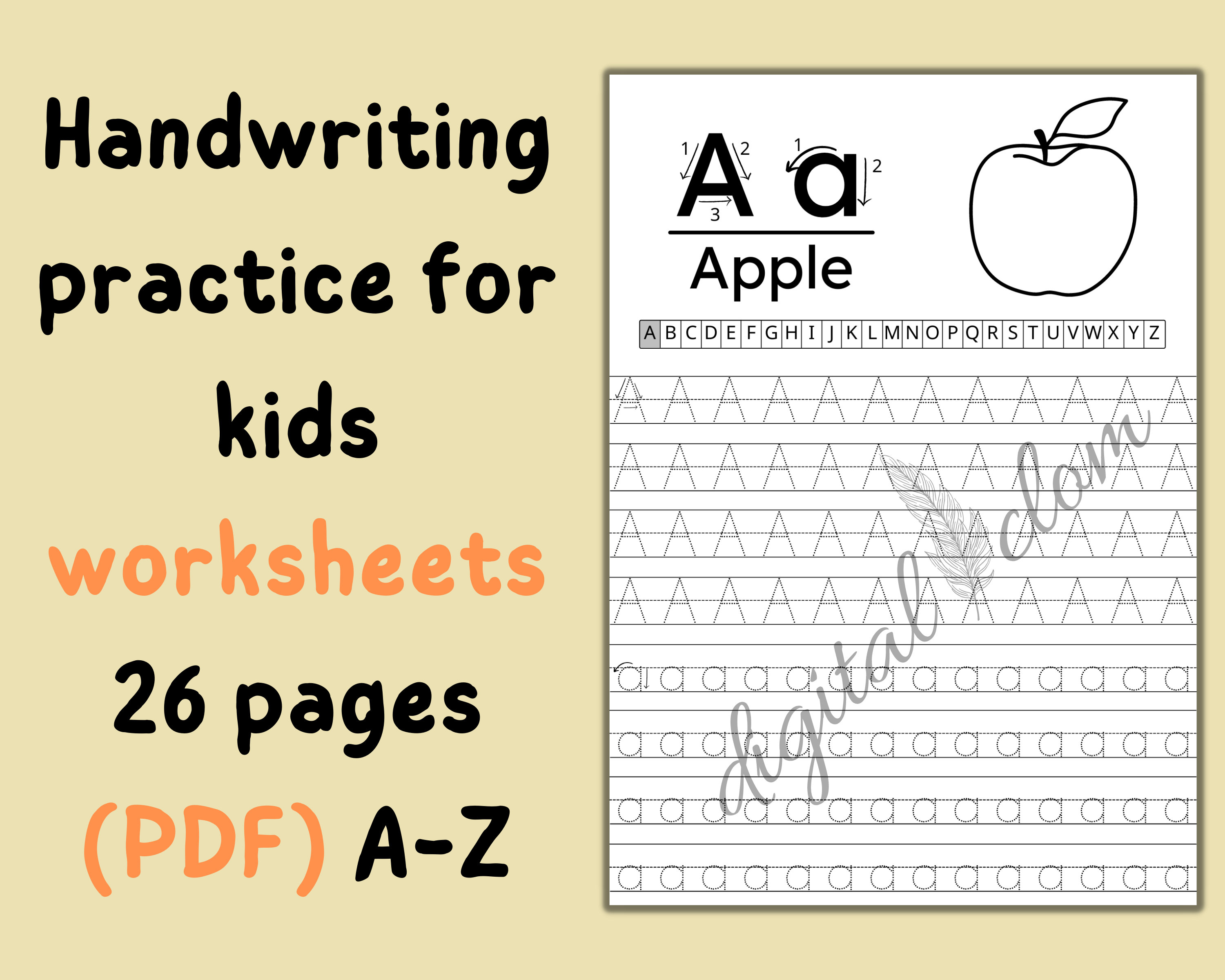 Printable Handwriting Worksheets for Kids26 Pages Handwriting Practice for  Kids letters, and Words for Kids PDF File Only 