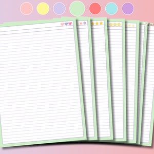 Notebook Paper Digital Download - School Paper - Lined Paper PDF Printable Paper - Lined Paper A5, A4, Letter Size, PDF, Planner pages, iPad