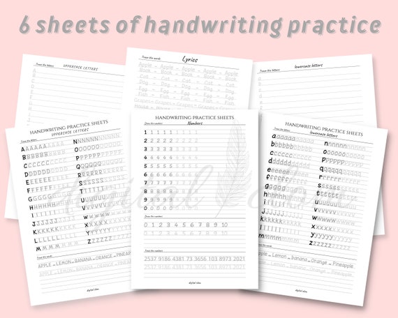 Printable Handwriting Worksheets6 Pages Handwriting - Etsy