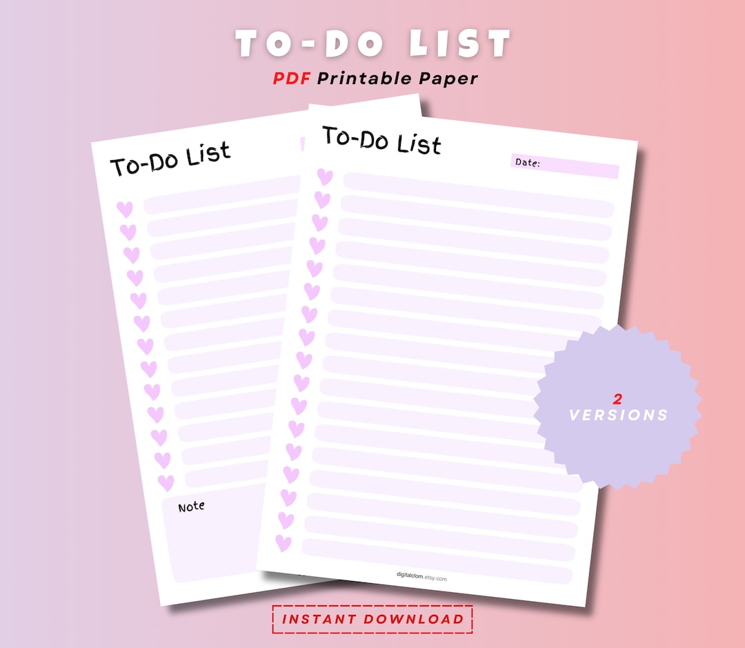 Printable To-do List Notepad: Task Checklist Template (PDF Download) - Etsy