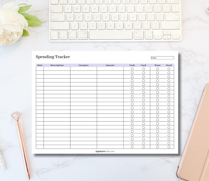 Spending Tracker Printable: Expense Log, Budget Planner (PDF Download ...