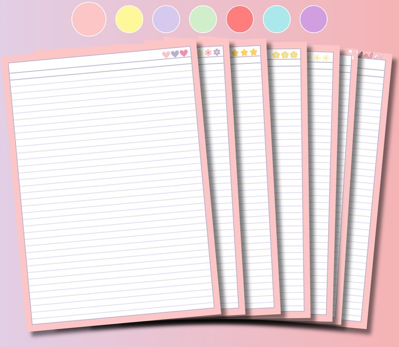 Notebook Paper Digital Download - School Paper - Lined Paper PDF Printable Paper - Lined Paper A5, A4, Letter Size, PDF, Planner pages, iPad