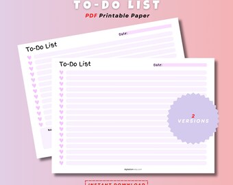 Printable To-Do List: Horizontal Task List Template (Digital Download)