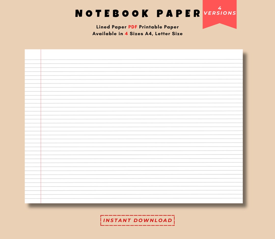 Horizontal Notebook Paper Digital Download, School Paper, Lined Paper PDF Printable Paper, Lined Paper A4, Letter Size, Printable Notebook - Etsy horizontal-notebook-paper-digital-download-school-paper-lined-paper-pdf-printable-paper-lined-paper-a4-letter-size-printable-notebook-etsy