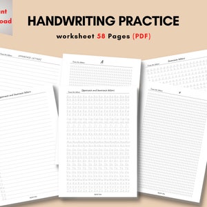 Handwriting Practice | Printable Handwriting Worksheets–58 Pages |Combination of Uppercase and Lowercase For Kids and Adults *PDF File Only*