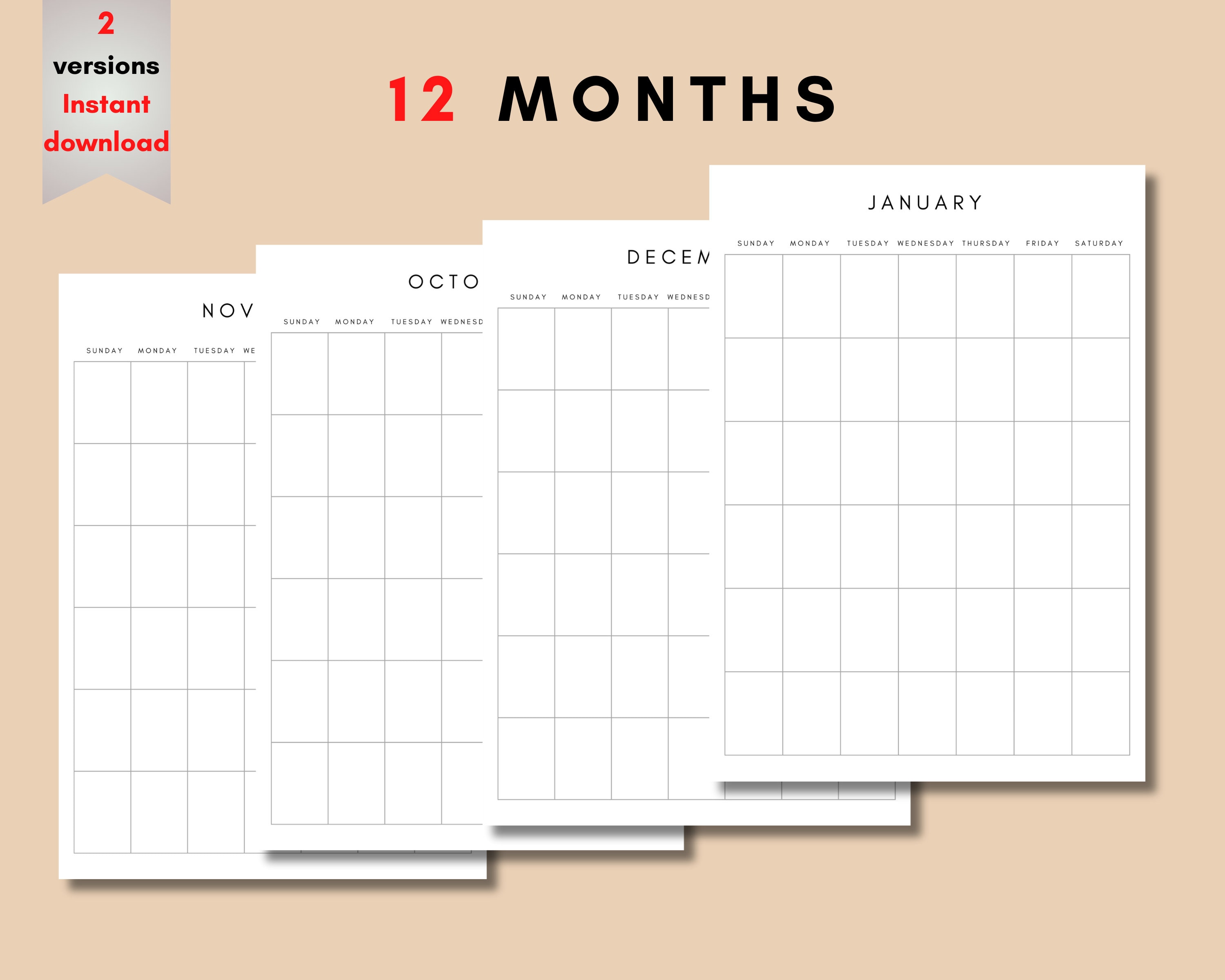 Horizontal Monthly Habit Tracker