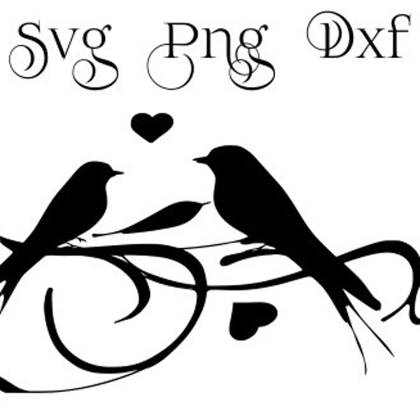 Lovebirds SVG | Love | Birds | SVG | Abstract | Hearts | Branches | Vines | T-Shirt | Digital | Cut files | Decorative | Marriage| Romantic