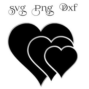 3 in 1 Hearts SVG | Hearts | SVG | Bold | Black | Love | Romantic | Valentine | Adoration | Piece | Together | T-Shirt | Cut files | Digital