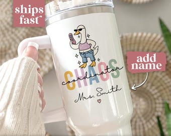 Chaos Coordinator Tumbler 40oz Funny Goose Personalized Chaos Coordinator Gift for Teacher Gift for Mom Gift Coordinator Cup Cute Travel Mug