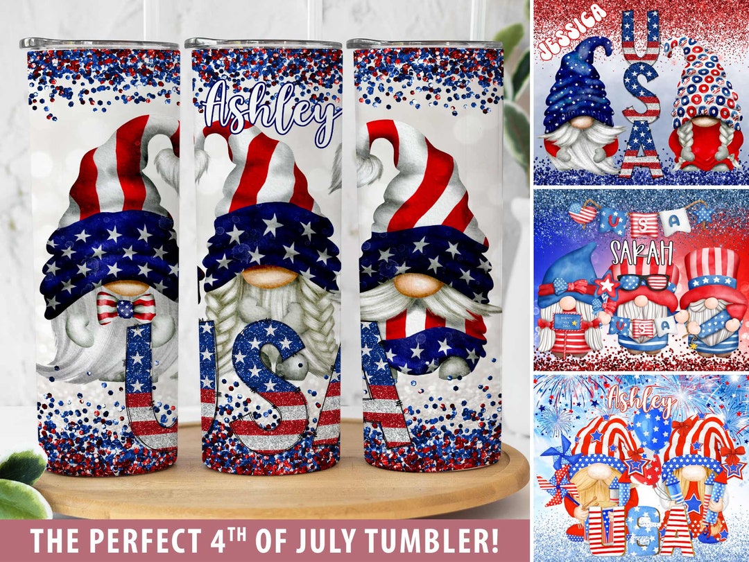 Gnome Tumbler for 4th of July - America Travel Cup for