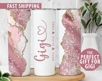 Personalized Gigi Tumbler Gift from Grandkids for Mothers Day Gift Idea for Gigi, Custom Gigi Travel Cup Gift with Grandkids Names, Gigi Mug