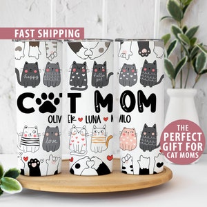 Personalized Cat Mom Tumbler Gift for Cat Mom for Mothers Day Gift, Custom Cat Mom Gift, Custom Cat Lover Gift, Cat Tumbler Mug Gift For Her