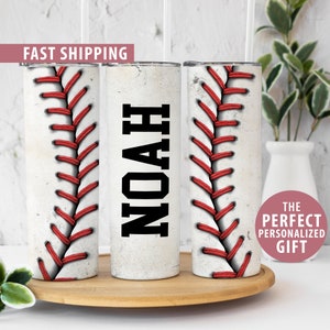 Personalized Baseball Tumbler Baseball Gift, Custom Name Baseball Tumbler Cup, Baseball Team Gift or Baseball Coach Gift Tumbler With Straw