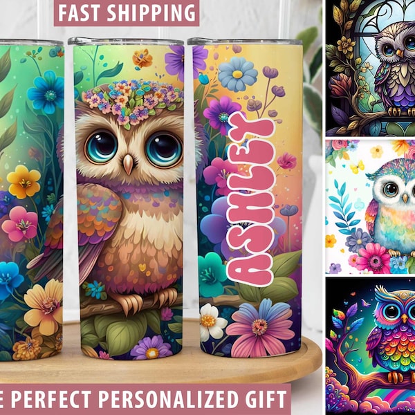 Personalized Owl Tumbler Gift for Owl Lover Gift, Custom Owl Mug Gift for Her, Custom Name Owl Cup Owl Gift for Women, Cute Baby Owl Tumbler