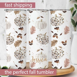 Personalized Pumpkin Tumbler Gift, Custom Fall Tumbler Cup, Fall Lover Cup, Autumn Travel Mug Gift for Her, Pumpkin To Go Cup Cute Fall Gift