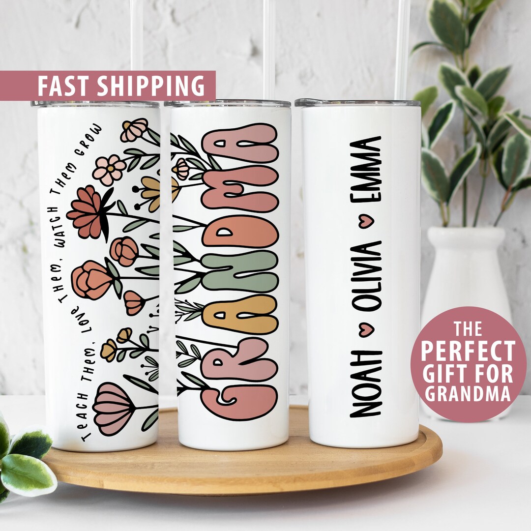Personalized Grandma Tumbler Gift for Grandma From Grandkids, Custom Grandma Gift Idea Grandma ...