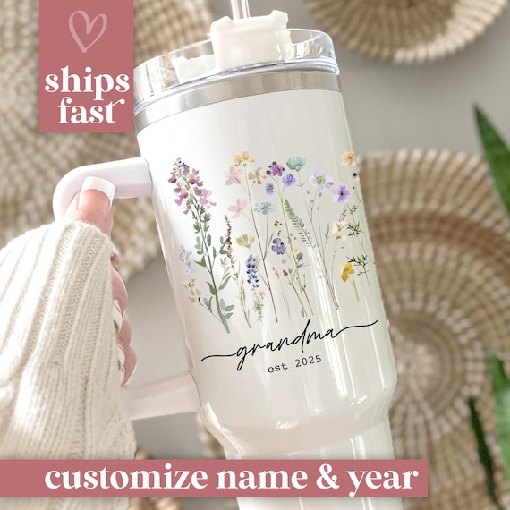 New Grandma Tumbler, Custom Grandma Tumbler 40 oz, Personalized First Time Grandma Custom Travel Mug 1st Time Grandma Gift Grandma To Be Cup
