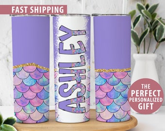Personalized Mermaid Tumbler for Mermaid Gift, Custom Name Mermaid Tumbler Cup Gift for Girl, Mermaid Mug Gift for Teen Gift for Birthday