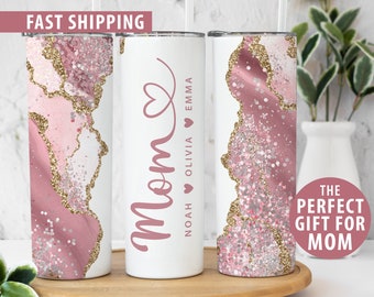 Personalized Mom Tumbler Gift from Kids for Mothers Day, Best Mom Gift for Mom, Custom Travel Cup Gift with Kids Names, Custom Mug for Mom