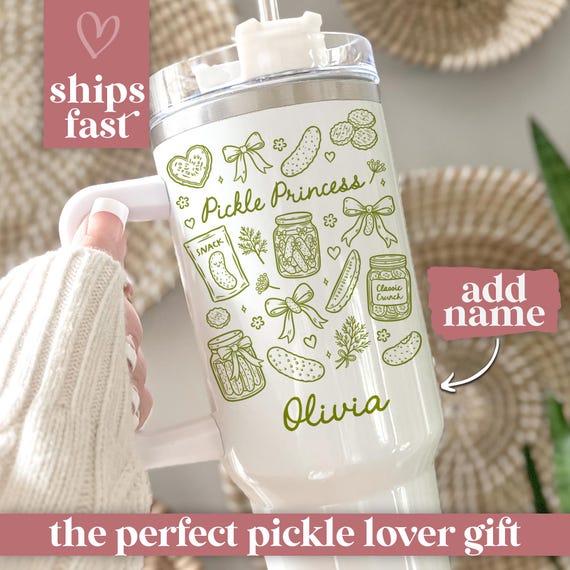 Pickle Tumbler Pickle Lover Gift Custom Pickle Princess Tumbler 40oz Funny Pickle Cup Pickle Gift Pickle Lover Tumbler Pickle Travel Mug