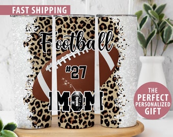 Personalized Football Mom Tumbler, Custom Football Mom Tumbler Cup, Football Mom Tumbler Gift For Mom Football Mom Skinny Tumbler With Straw